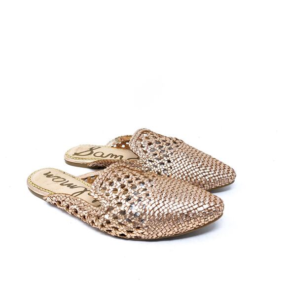 Sam Edelman Navya Woven Leather Slide Mule Flat Slip On Size 9 Rose Gold - Picture 1 of 9